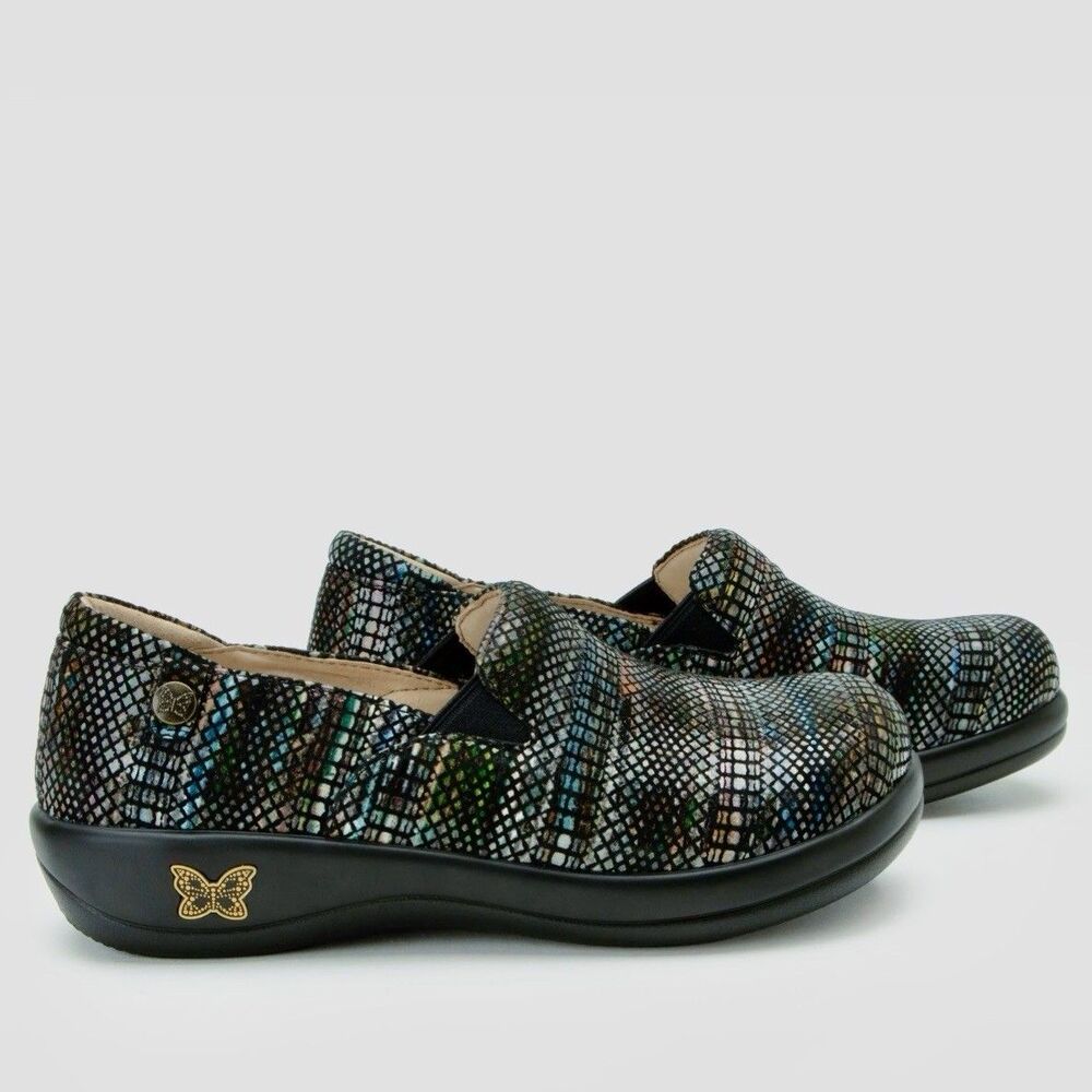 Alegria Keli Clogs Earthy Lux Multicolor Mosaic Suede Shoes EU 40 US 9.5-10